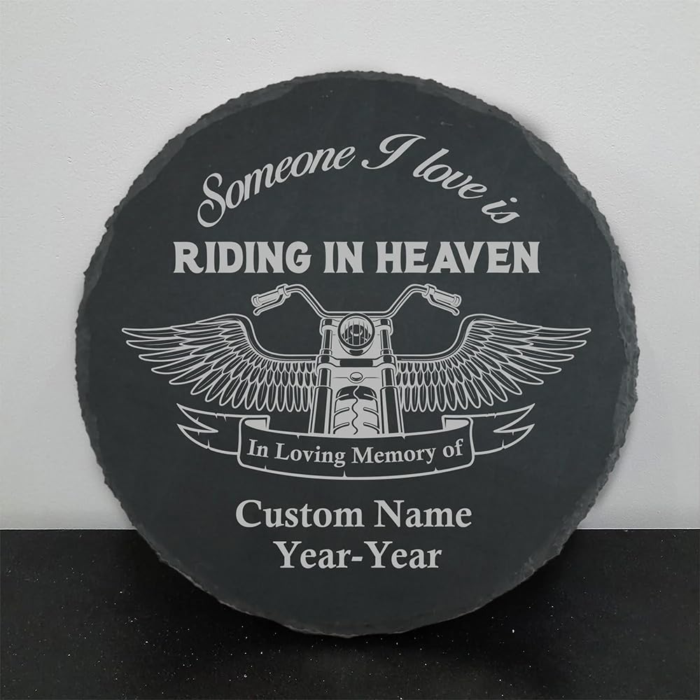 Custom Motorcycle Memorial Stone - Remembrance Garden Stone For Dad, Grandpa, Loved Ones