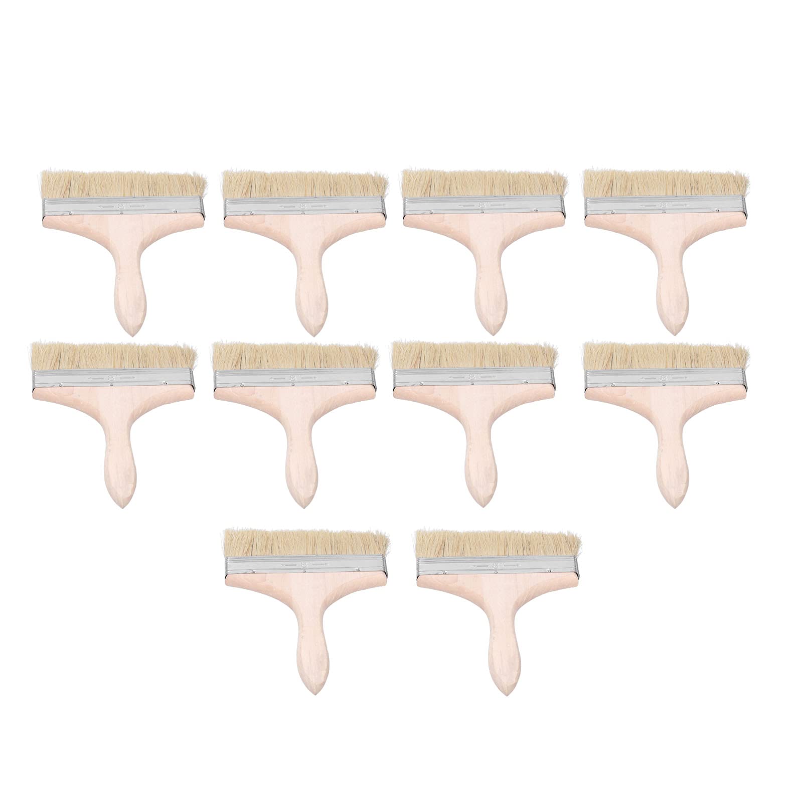 10 pezzi di pennelli in lana artificiale da 6,5 pollici, kit di spazzole per smalti e vernici, a testa piatta con manico ergonomico in legno, ideali per pitturare pareti, ungere la