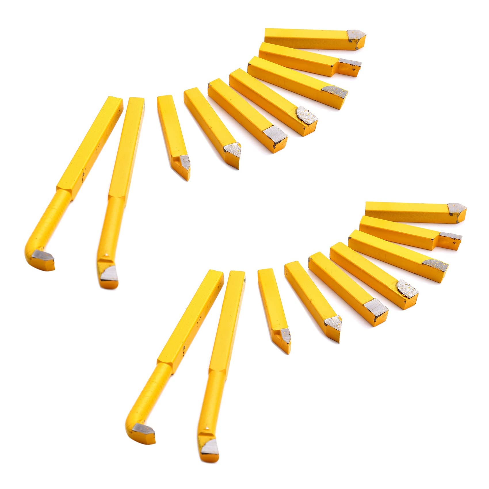 Jnchdghwa Yellow 18Pcs Yw1 Carbide Brazed Tip Tipped Lathe Cutter Tools 8X8mm Shank High Hardness Turning Milling Welding Bit