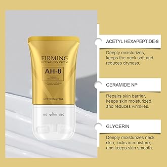 AH-8 Firming Neck Cream,120ml AH 8 Neck Firming Cream with Roller,Tighten and Lift Neck Cream for Sagging Skin,Reduce Wrinkles Fine Lines And Double Chin