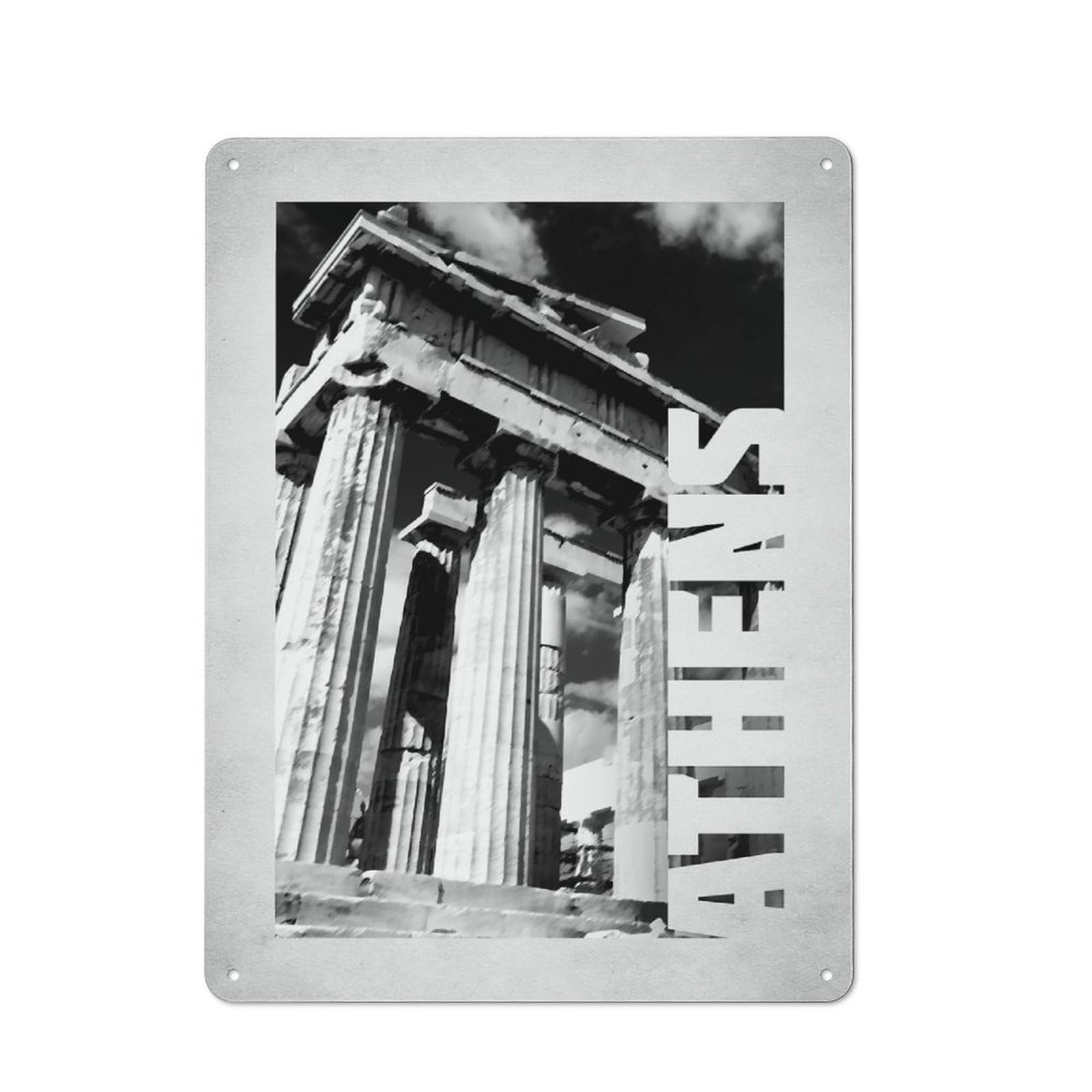 Junmoney Style-22 Athens Vintage Metal Wall Decor 40X30cm, Garden Room Metal Sign For Patio Bar, Workshop, Shed Or Kitchen