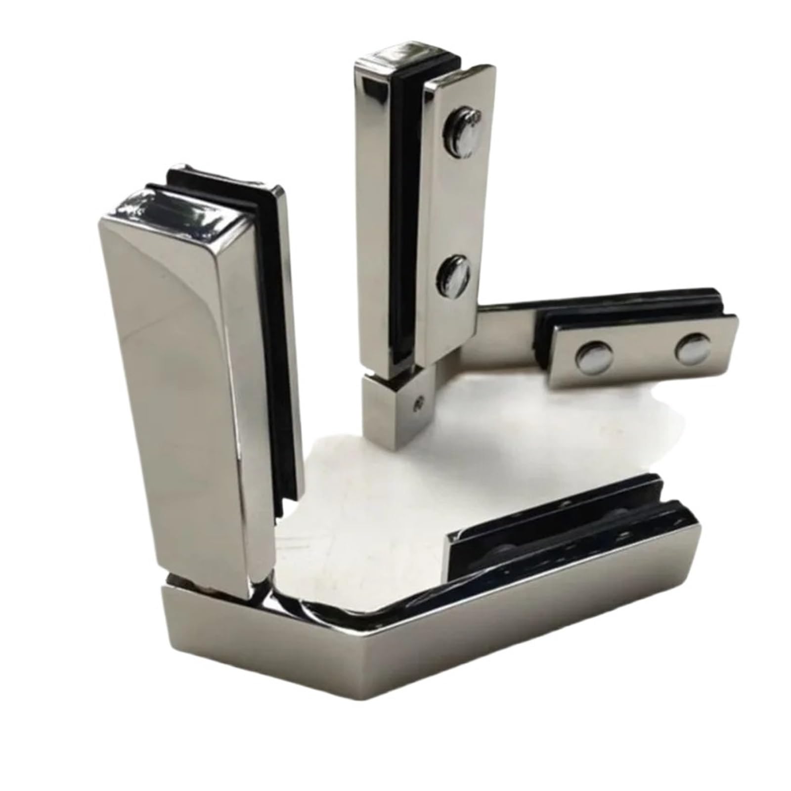 Uyzndkvsi 135 Polished Mirror 2Pcs 304 Stainless Steel L Shaped Glass Door Hinges(135 Polished Mirror)