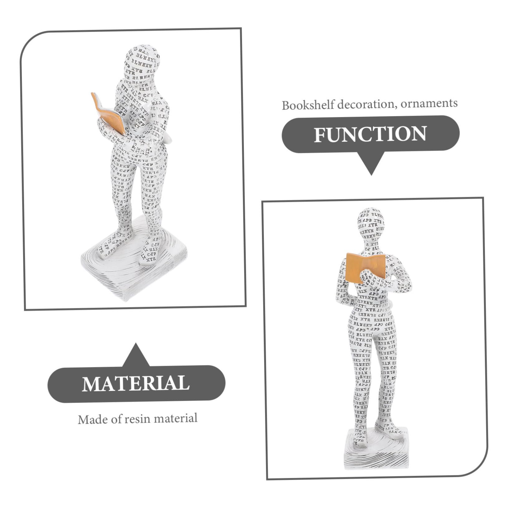 Hemobllo Statuetta Donna Lettura in Resina Bianca per Tavolo Studio | Decorazione da Scrivania, Forma Femminile Creativa, Finitura Liscia, Atmosfera Artistica