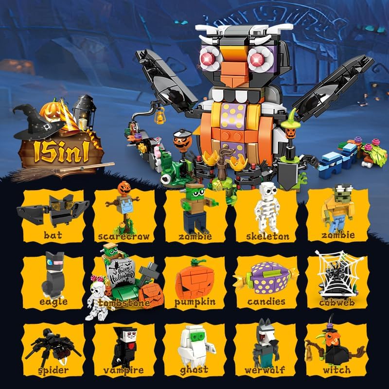 Miniatura 8 de Juego de juguetes de construcción de calabaza de Halloween