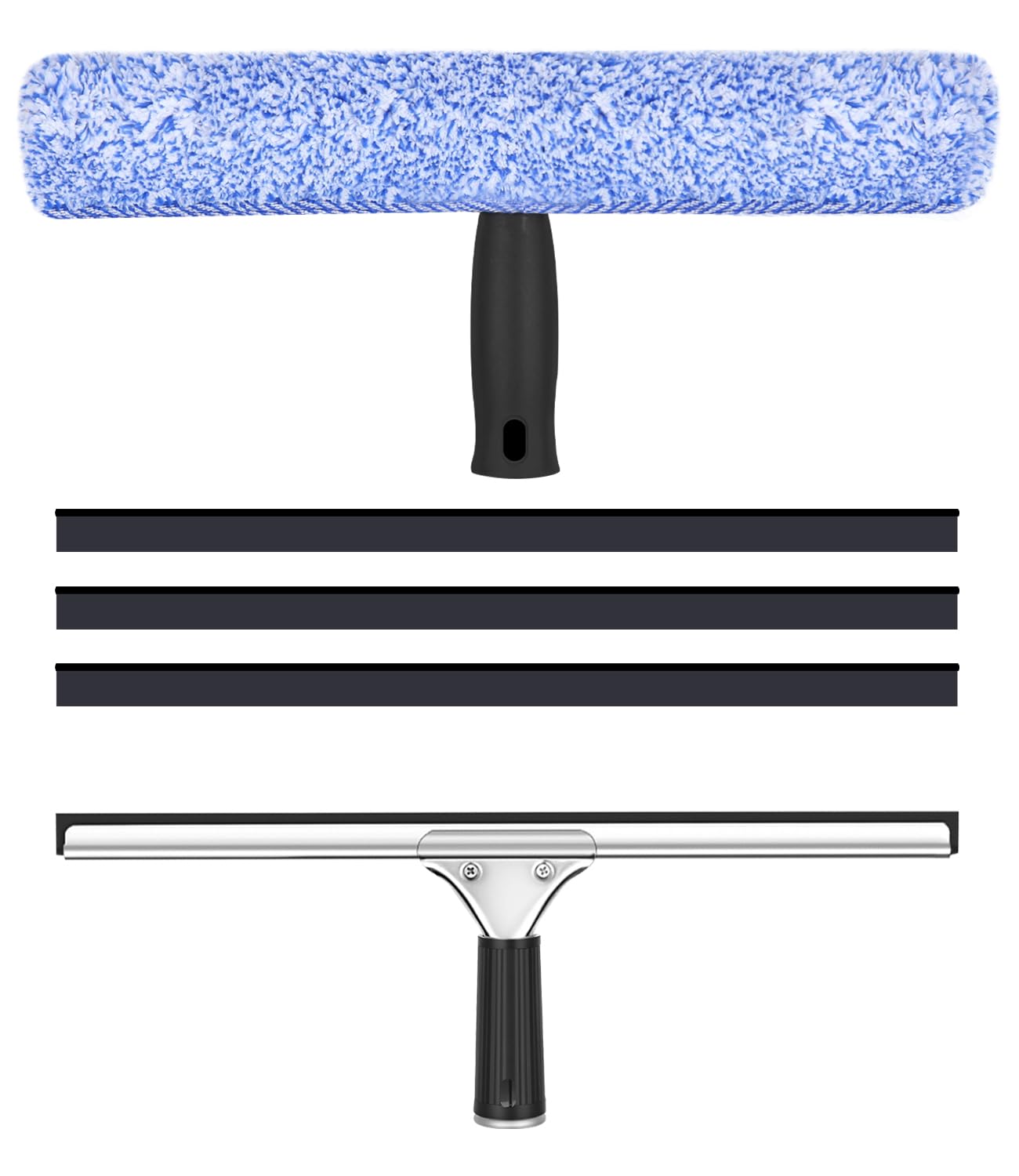 Kit de nettoyage de vitres avec raclette 30 cm et brosse de lavage