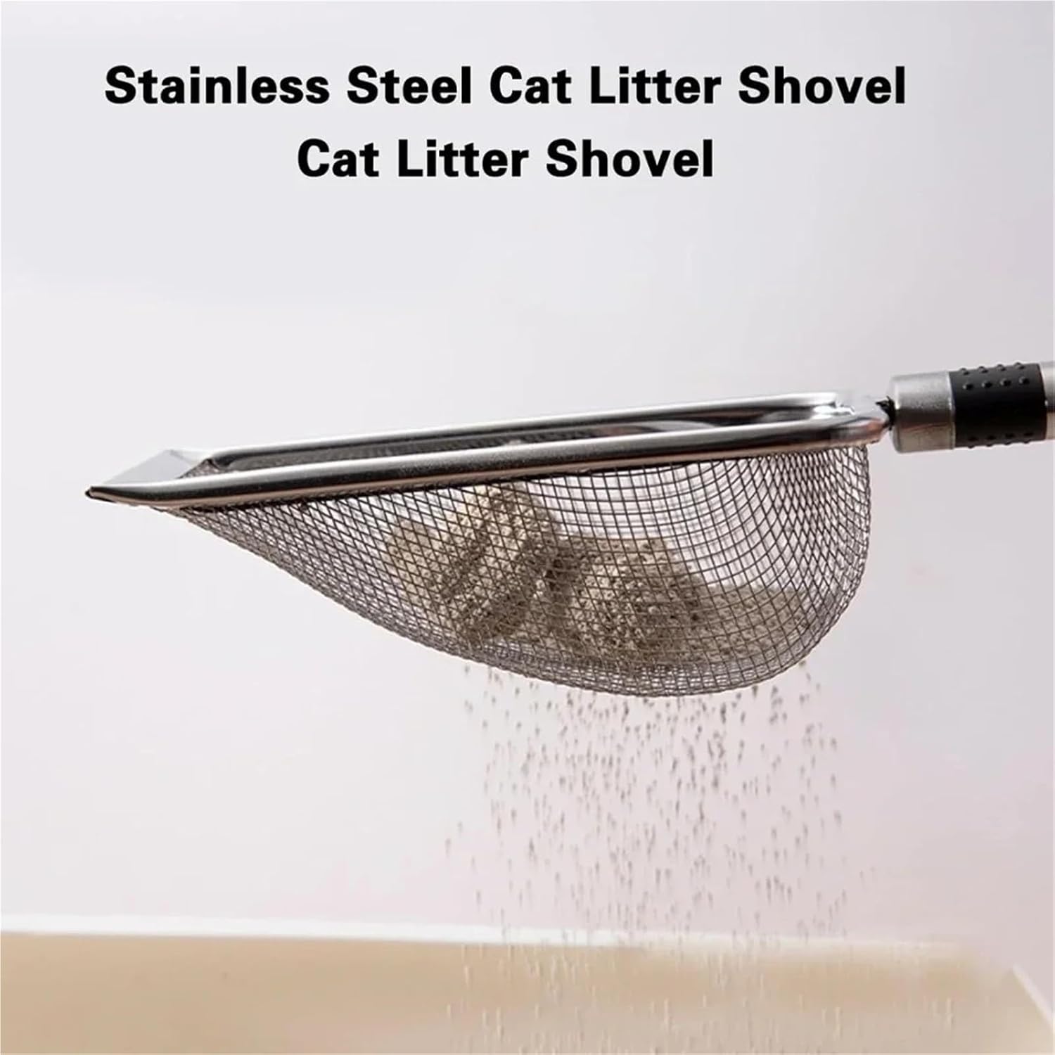 Metal Cat Litter Scoop with Aluminum Alloy Handle, Stainless Steel Durable Pet Waste Shovel
