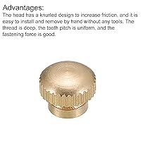 Vista 4 de uxcell Tuercas moleteadas para pulgar, 5 tuercas moleteadas de latón M3 x D10mm x H8mm con collar de cabeza alta con agujero ciego moleteado