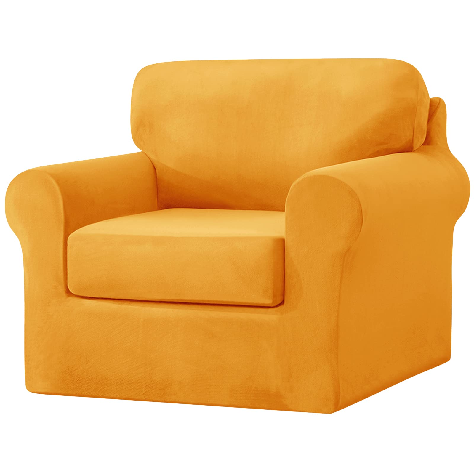 SYLC Sofa Cover with Separate Seat Cushions and Backrests Stretch Velvet Sofa Slipcover Couch Covers Furniture Protector Split Combined (Yellow,Large 1 Seat Set 3 PCS) — image 1