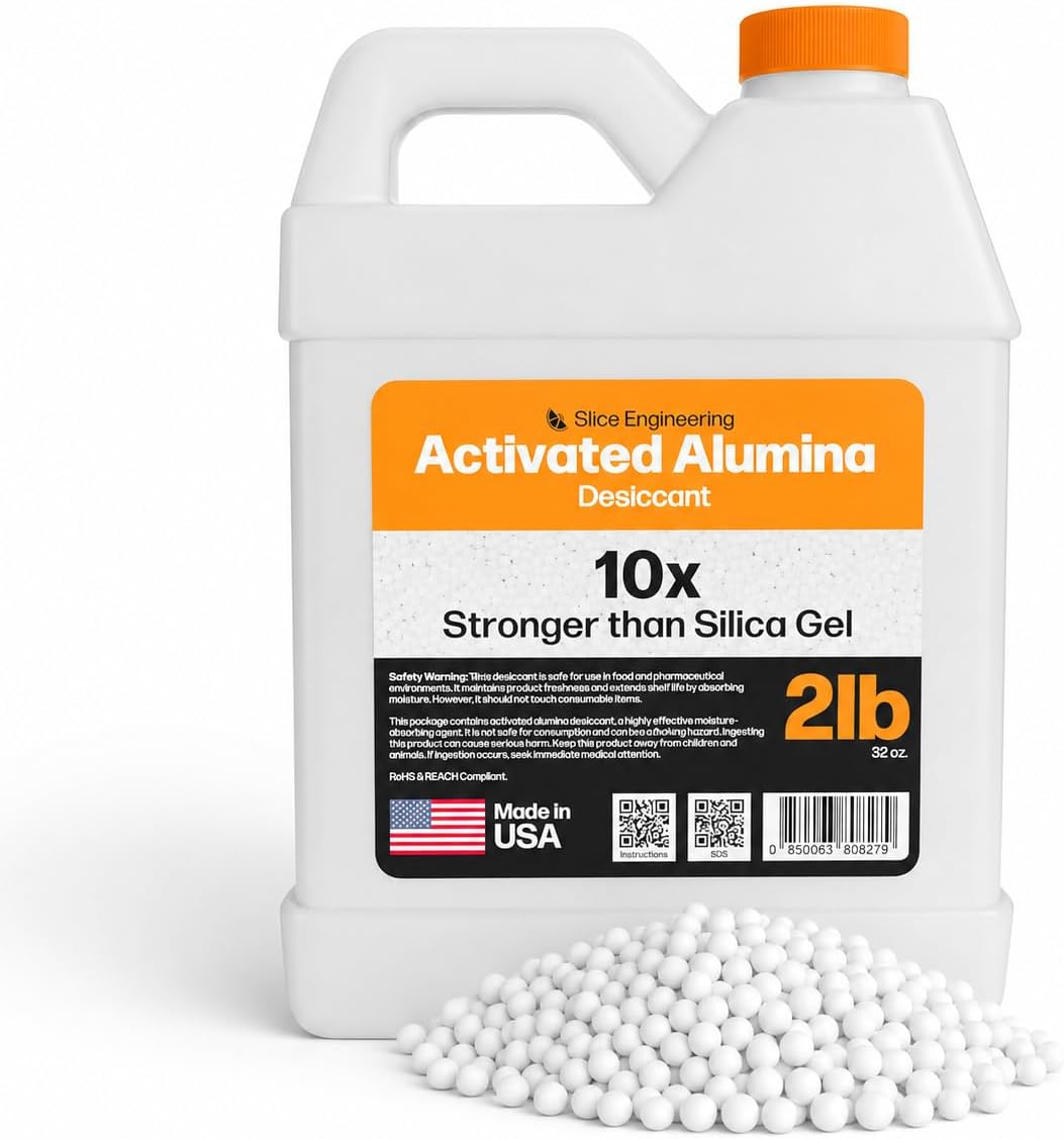 Slice Engineering (2lb) Activated Alumina Desiccant Beads | 10X More Powerful Than Silica Gel | Infinitely Rechargeable | Prevent Wet Filament | Reusable Desiccant | Made in the USA