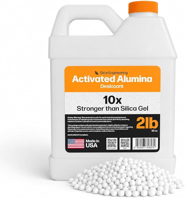 Activated Alumina Desiccant Beads for 3D Printer Filament Reusable (2lb) | Rechargeable Reusable Desiccant Packs, Filament Storage & Dry Box Drying Beads, Silica Gel Moisture Absorber, Made in USA