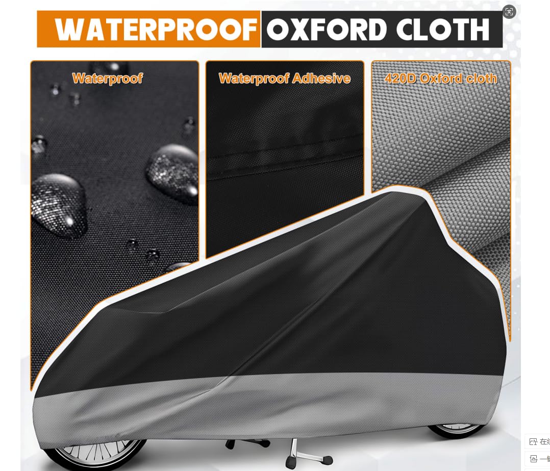 Lastenfahrrad Abdeckung, Cargo Bike Schutzhülle, Fahrradabdeckung wasserdicht aus 420D Oxford-Gewebe für einspurige Lastenräder, Regensichere, UV-beständige und reißfeste, 285x65x115 cm