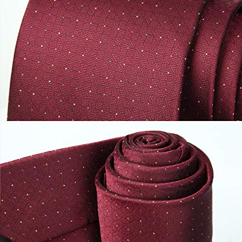 Image of HISDERN Ties for Men Solid Houndstooth Neckties Handkerchief Formal Business Tie & Pocket Square Set Wedding Party