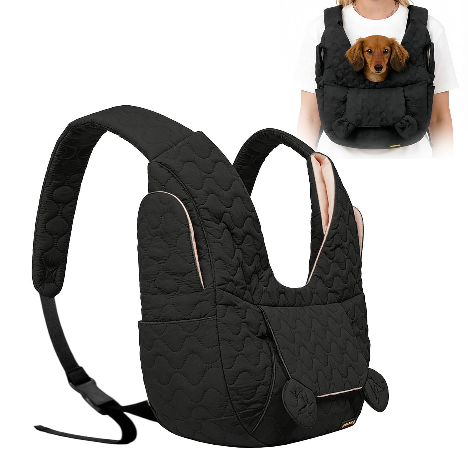 Hundetragetasche Bis 10 Kg, Hundetasche Für Kleine Hunde, Hunderucksack, Freihändige Hundetasche, Frontpaket Hundetragetuch Mit Verstellbarem Für Spaziergang Aktivitäten,Freien,Ausflüge,Schwarz