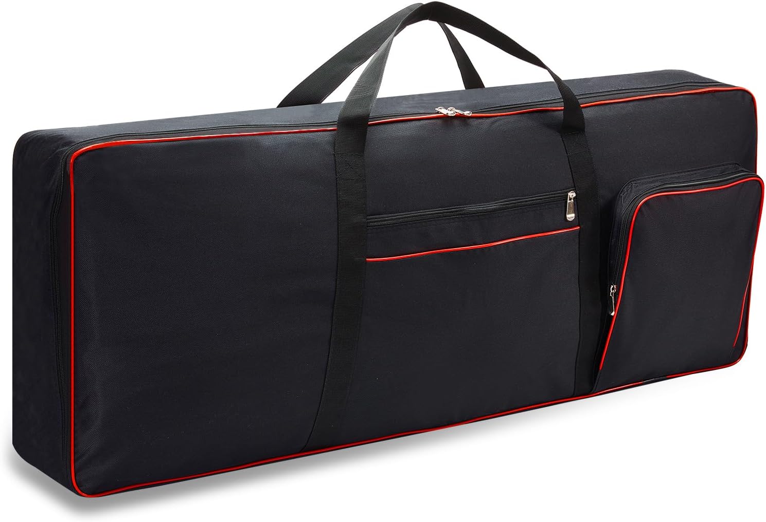 61 Key Keyboard Case Gig Bag Padded, Keyboard Cover, Portable Electric Keyboard Piano 600D Oxford Cloth with 10mm Cotton Case Gig Bag 40.1"x15.7"x4.7" GJB54 (black+red)