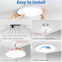Vista 7 de Peasur 7 inch LED Ceiling Light, 3000K/3500K/4000K/5000K/6500K Adjustable Flush Mount Light Fixture,1500LM 15W Thin White Round Lamp for Hallway