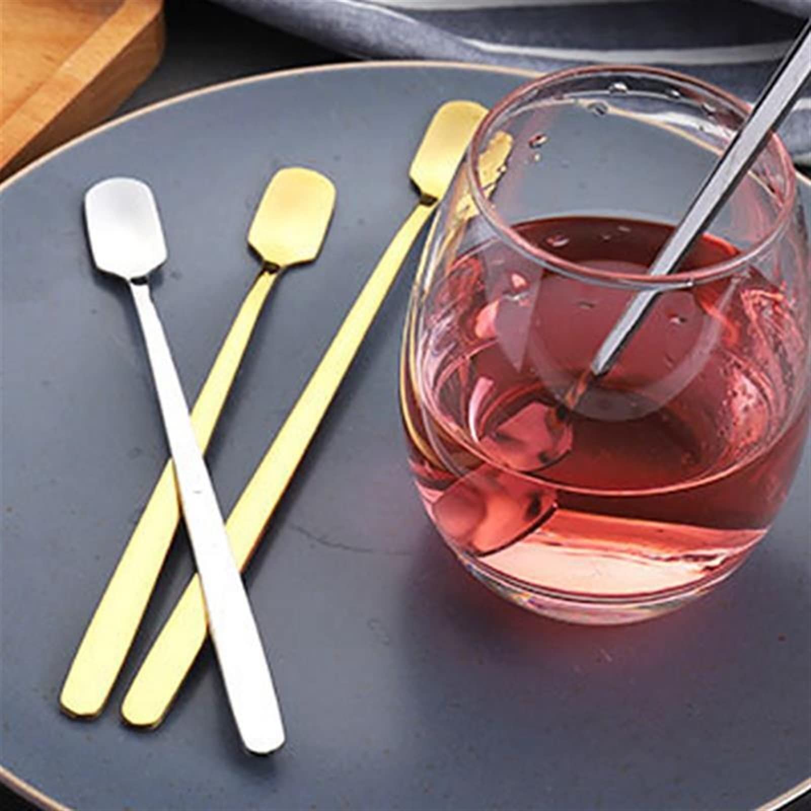 JINGYAN Cucchiaini da caffè 4PCS Mixing Spoon Long Handle Stainless Steel Cocktail Coffee Scoops Tools Bar Appliances