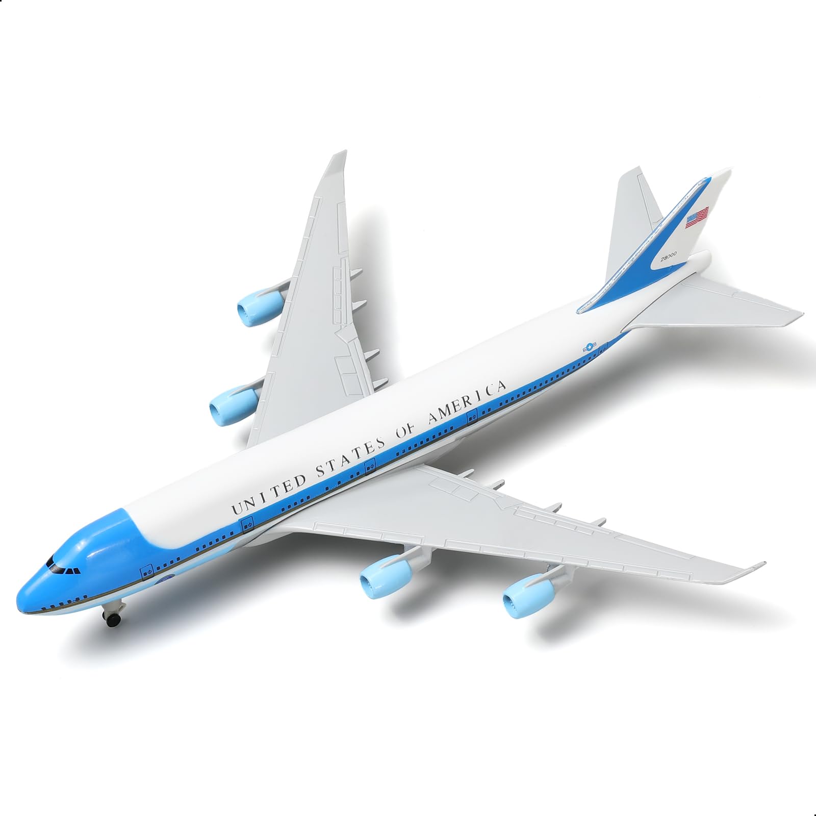 Air Force One 1/300 - Modellino di aereo in metallo Die-Cast con supporto per Boeing747 VC-25A in lega (8,3 pollici), regalo per appassionati di aviazione, collezione di display desktop