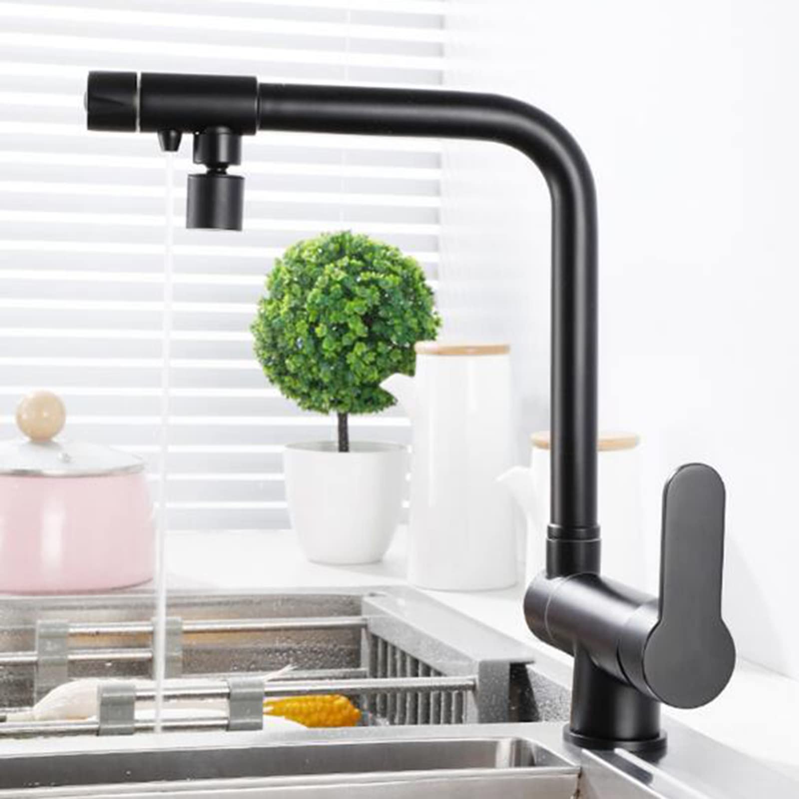 Aycdl 3 Way Kitchen Faucet For Filter Water System, Kitchen Taps Folding Swivel Hot And Cold Water Brass 3 In 1 Kitchen Sink Tap-A