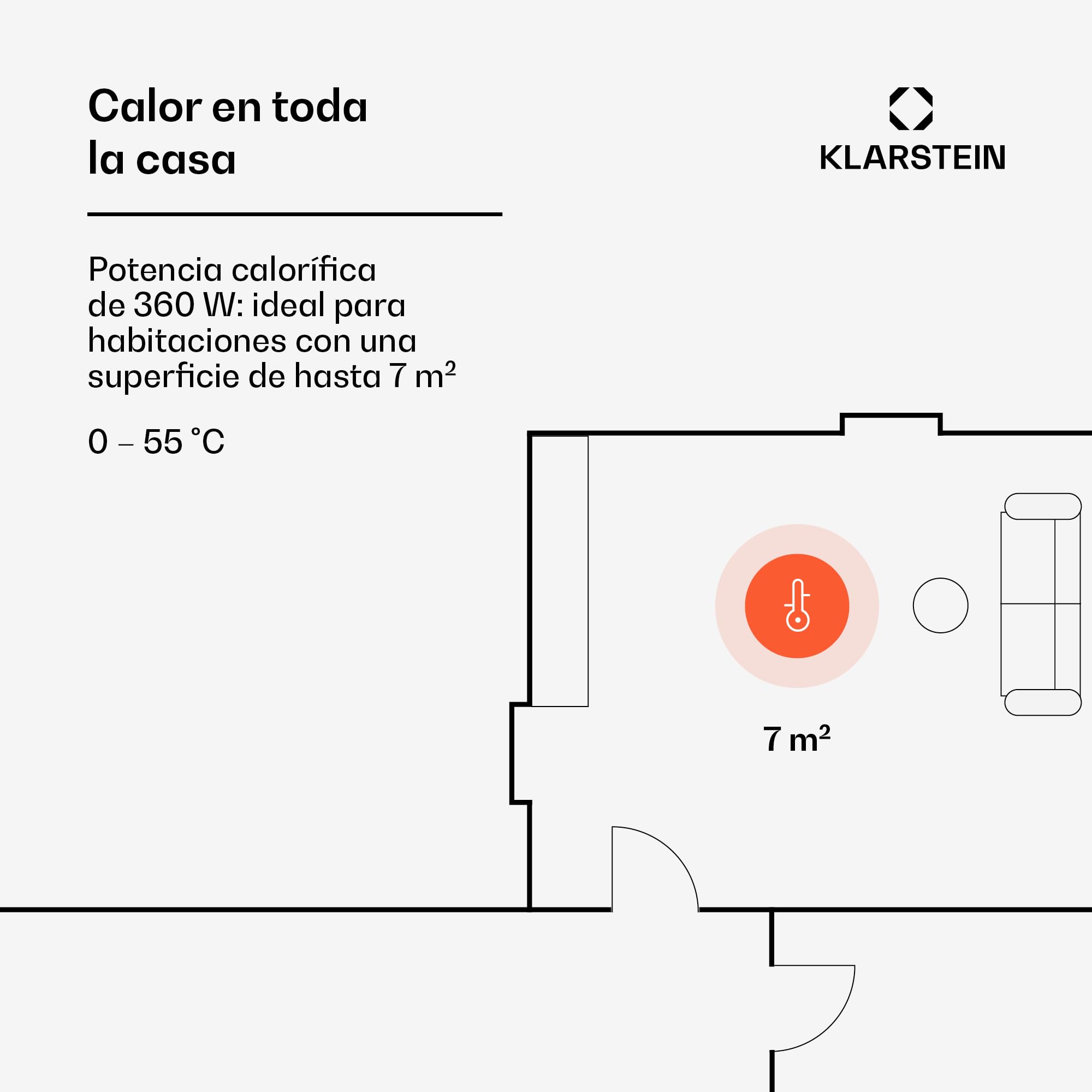 Klarstein Air Radiador Electrico Bajo Consumo Infrarrojo de 360W para Casa, Mando a Distancia, Detector Ventanas Abiertas, Termostato, Radiadores Infrarrojos Pared, Calefactores Sin Emisión de CO2
