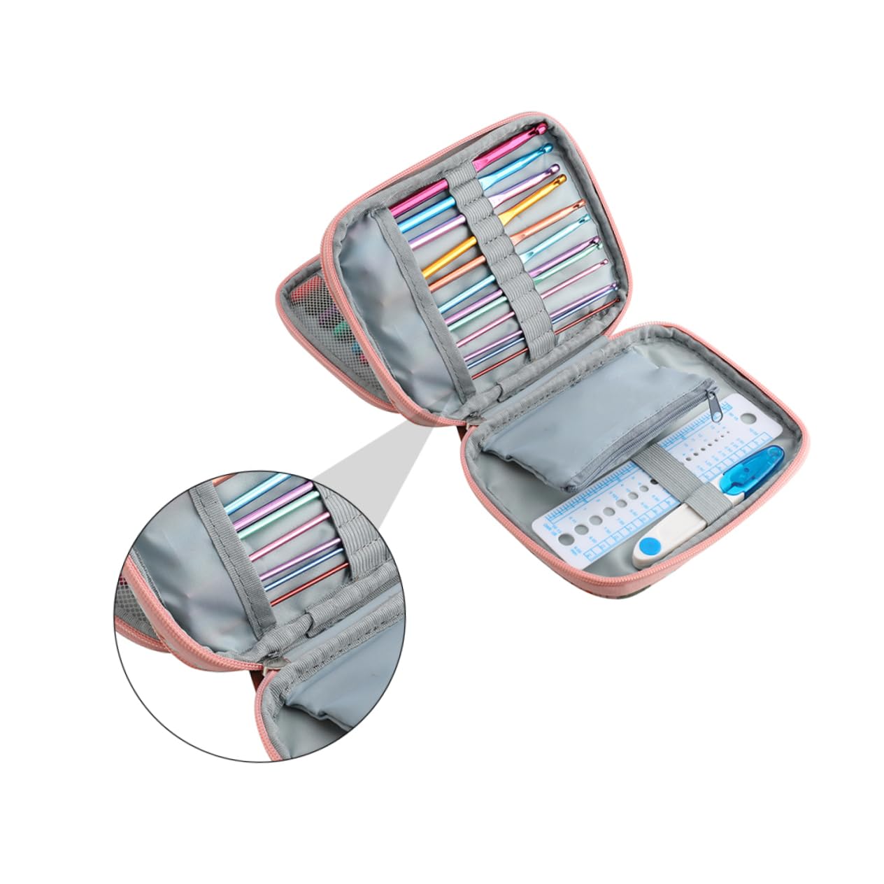 SHINEOFI 1juego Completo De Herramientas De Mano Con Agujas De Ganchillo y Bolsa De Almacenamiento Kit De Tejer Para Principiantes y Aficionados Al Crochet
