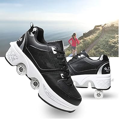 Shoes with Wheels Roller Skates Skateboard Shoes Children's Shoes with Wheels Skate Shoes Wheels Shoes Sports Shoes Running Shoes Trainers with Wheels for Girls and Women