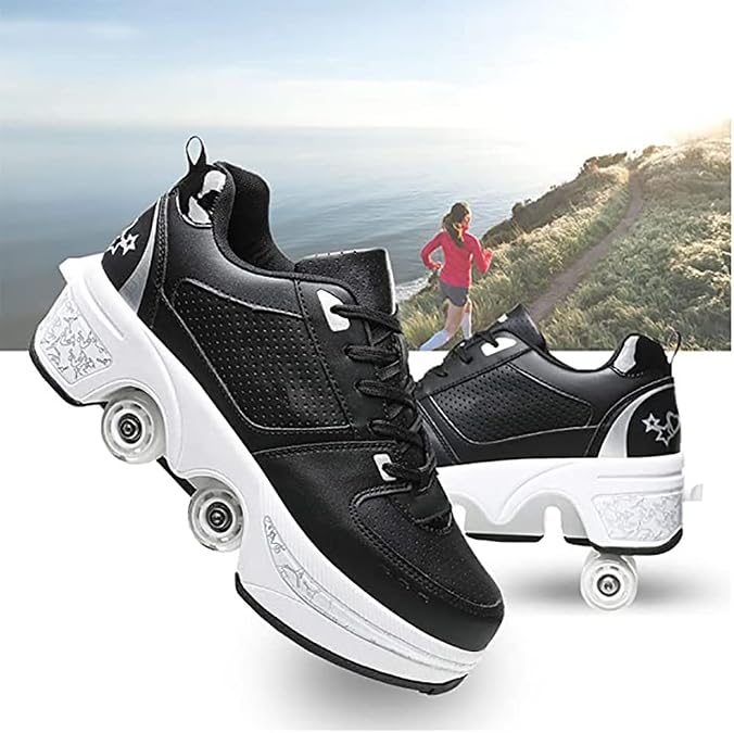 Shoes with Wheels Roller Skates Skateboard Shoes Children's Shoes with Wheels Skate Shoes Wheels Shoes Sports Shoes Running Shoes Trainers with Wheels for Girls and Women