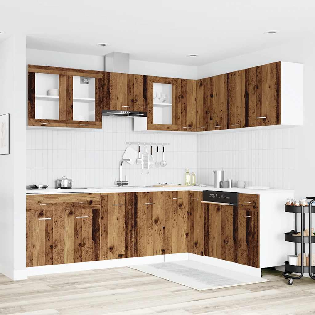11-TLG. Küchenschrank-Set Lyon Altholz-Optik Holzwerkstoff 11-teilige Küchenzeile mit elegantem Design und reichlich Stauraum für optimale Organisation