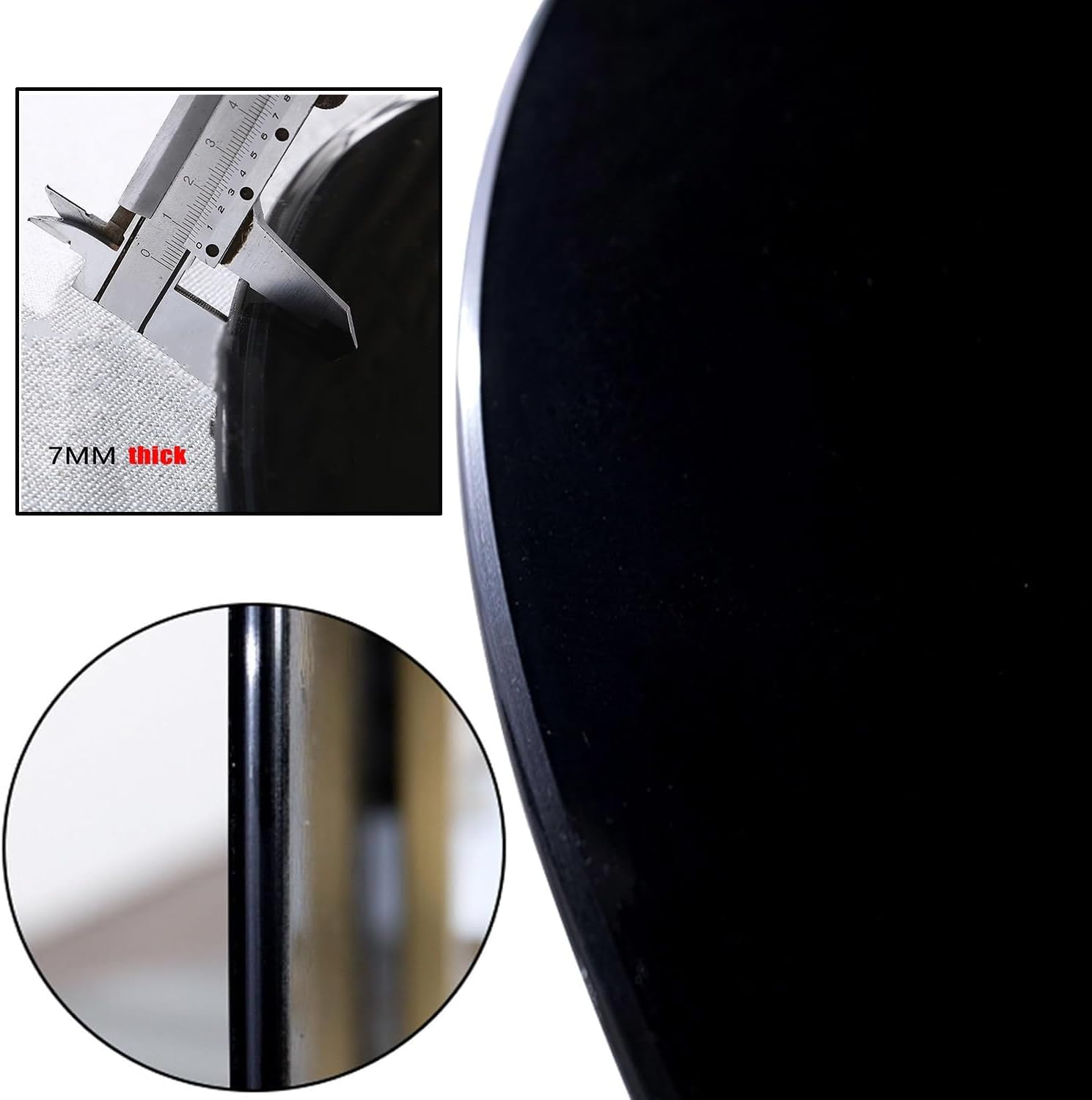 Black Tempered Glass Table Top I Quality Tempered Glass Topper I Plate Glass Round Beveled Patio Glass Table Top 98cm(38.6in)，Beveled Polished Edge(80CM(31.5IN))