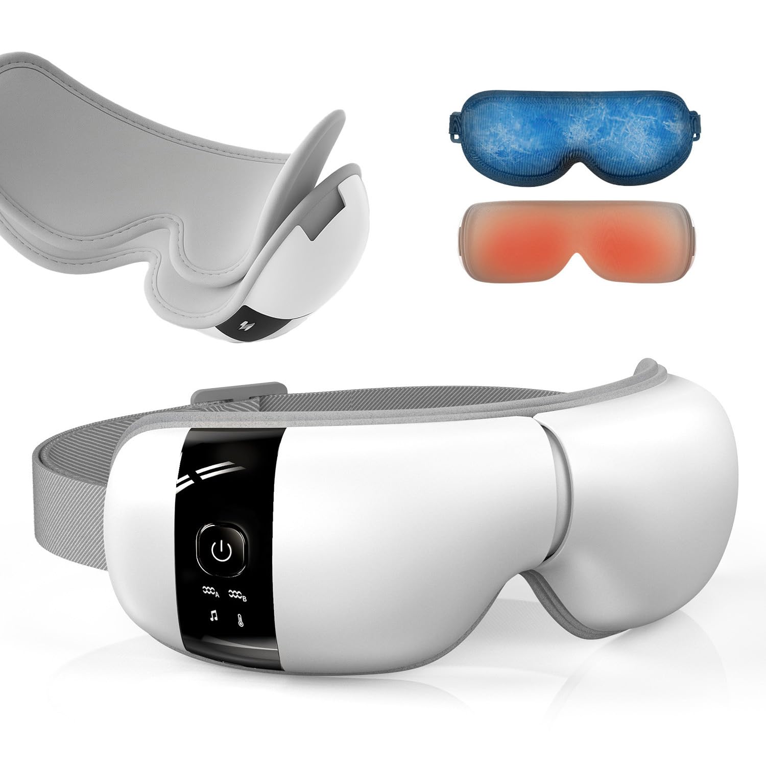 HubiCare Ultra Quiet with Double Pad Eye Massager, under 30dB Heat & Cooling for Enhanced Comfort, Airbag and Bluetooth Music for Dark Circles,