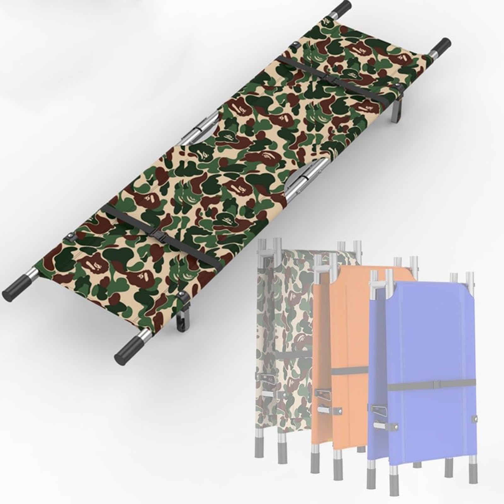 SGKOMN Folding Rescue Stretcher, Patient Emergency Medical Stretcher, Outdoor Lifesaving Back Stretcher, Portable Stretcher Lightweight Aluminum Alloy Stretcher, Camouflage