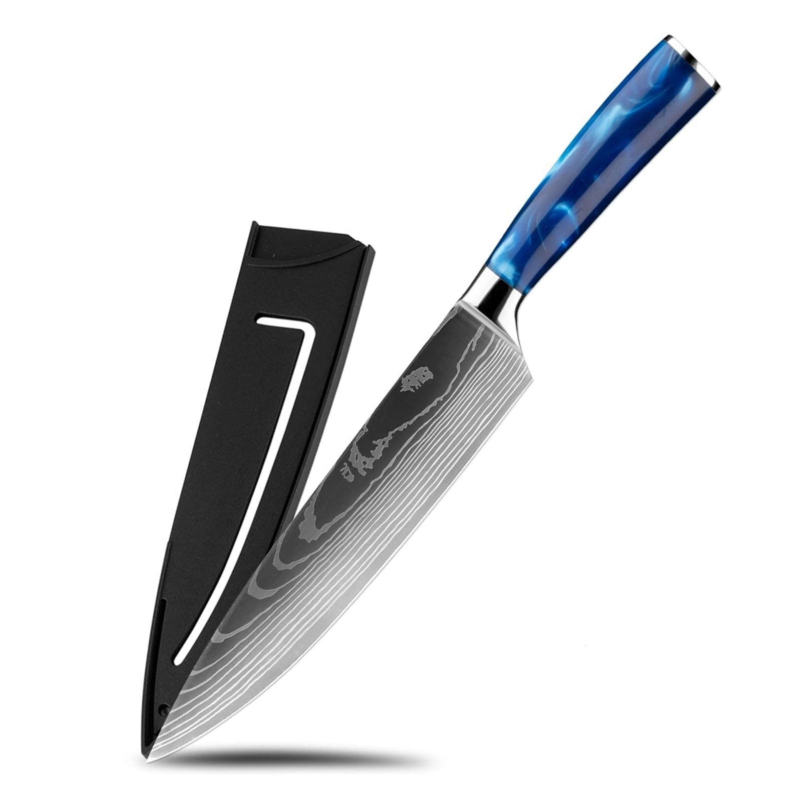 Ostry nóż kuchenny 8-calowy nóż szefa kuchni Santoku Damascus Pattern Nóż do rzeźbienia Nóż do krojenia do krojenia warzyw i mięsa Nóż kuchenny