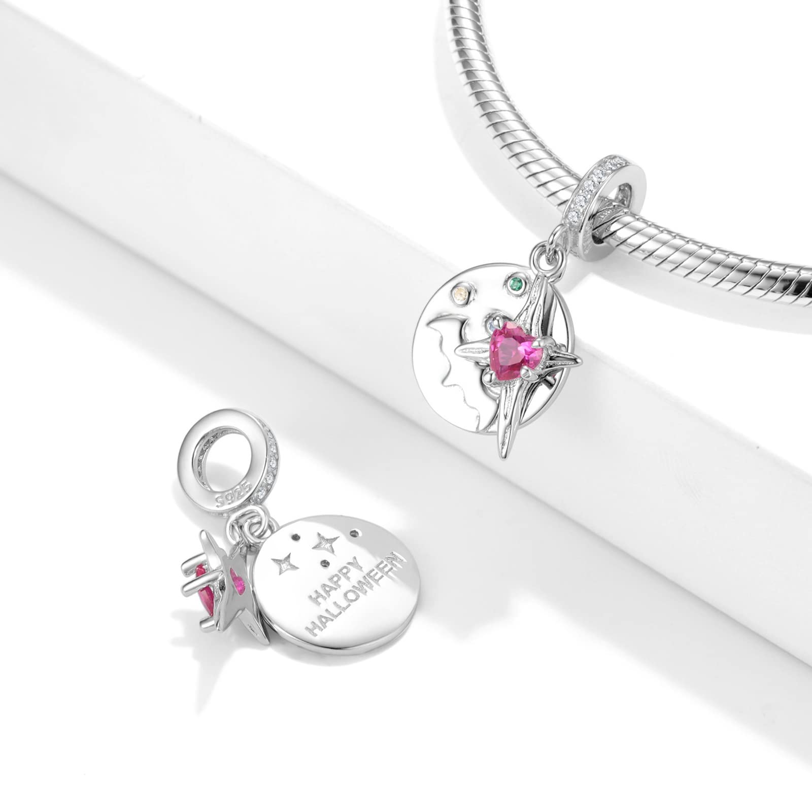 Dijes de murciélagos y cruces de plata de ley 925 hechos a mano para pulseras y collares.