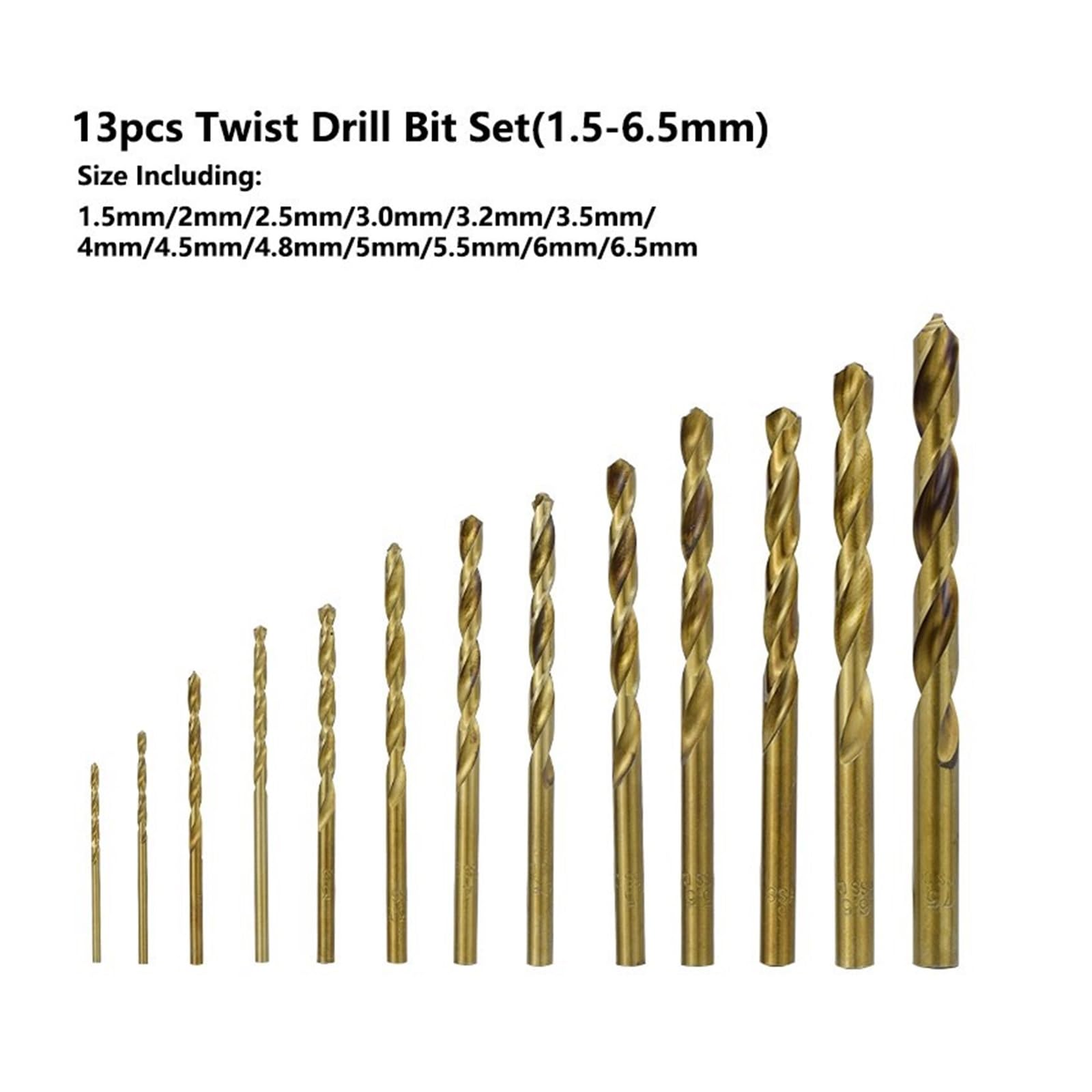 Juego De Puntas De Taladro En Espiral, 13/19/25 Uds., 1,0-13mm, 13/19/25 Uds, Broca De Pistola HSS Recubierta for Perforación De Cortadores De Agujeros De Madera/Metal(25pcs)
