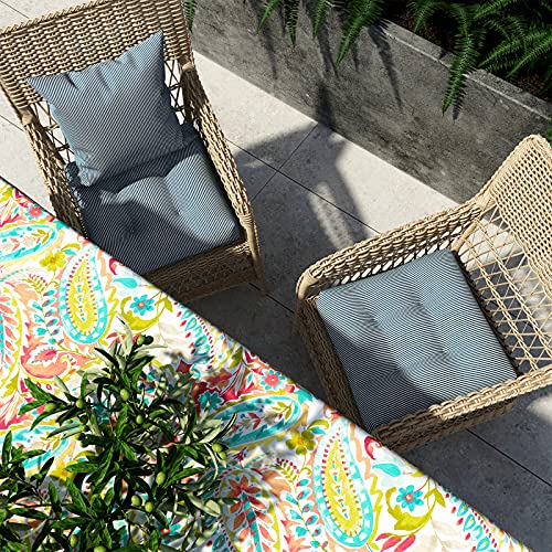 Lvtxiii Outdoor Seat Cushion With Ties, Fade-Resistant Wicker Seat Cushions, All Weather Tufted Chair Pads For Patio Furniture Decoration (Square Back, 19”X19”X5”, Stripe Navy, 2 Pack) #TOP6