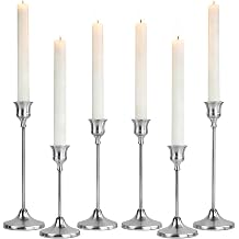 Candle Holder Silver Set of 6 Vintage Metal Silver Candle Holder Elegant Decorative High Taper Candle Holder for Table Decoration Wedding Dining Table Home Decor