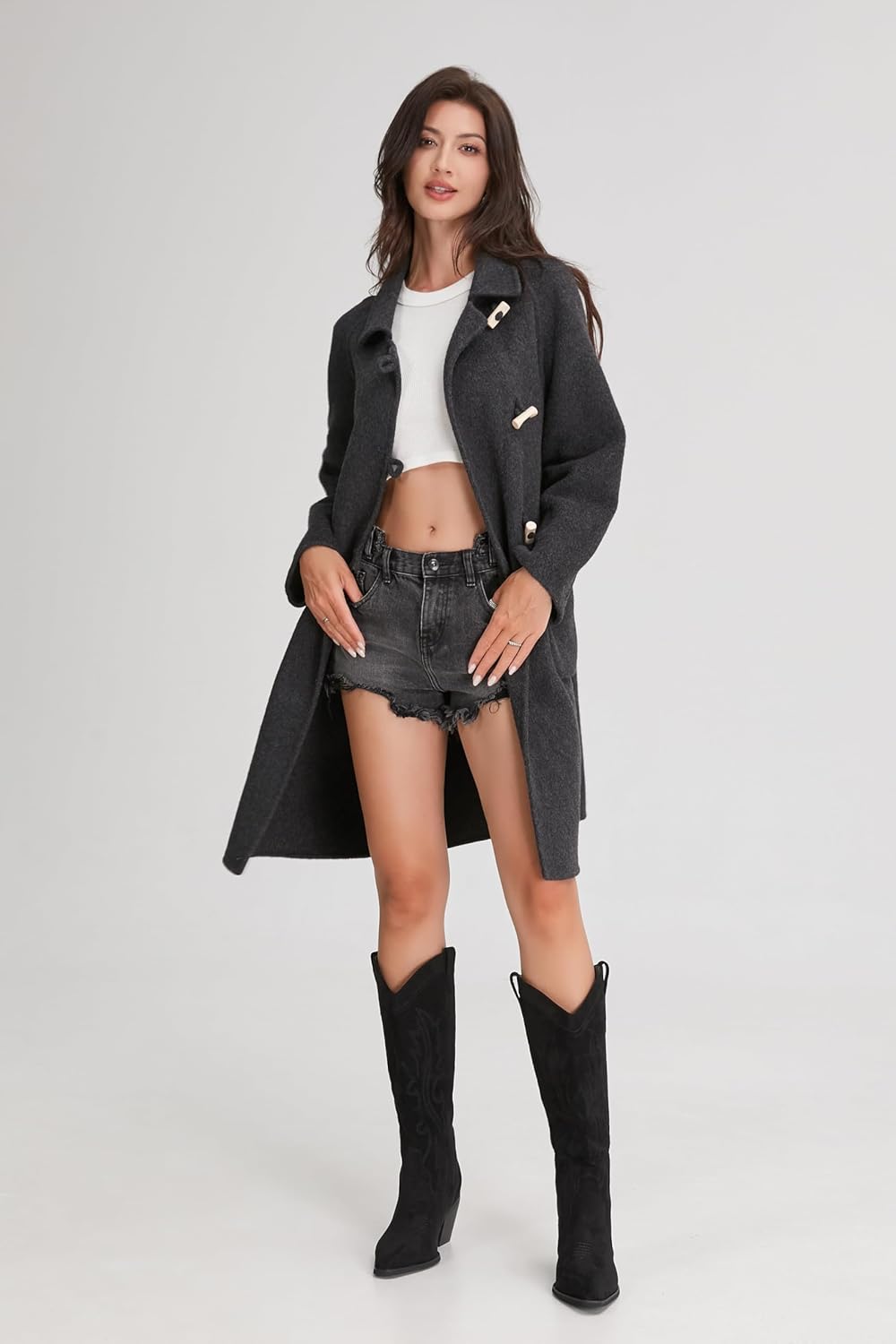 Suede Cowgirl Boots Women Knee High Boots Retro Pointed Toe Tall Block Heel Pull On Western Cowboy Boots with Embroidered