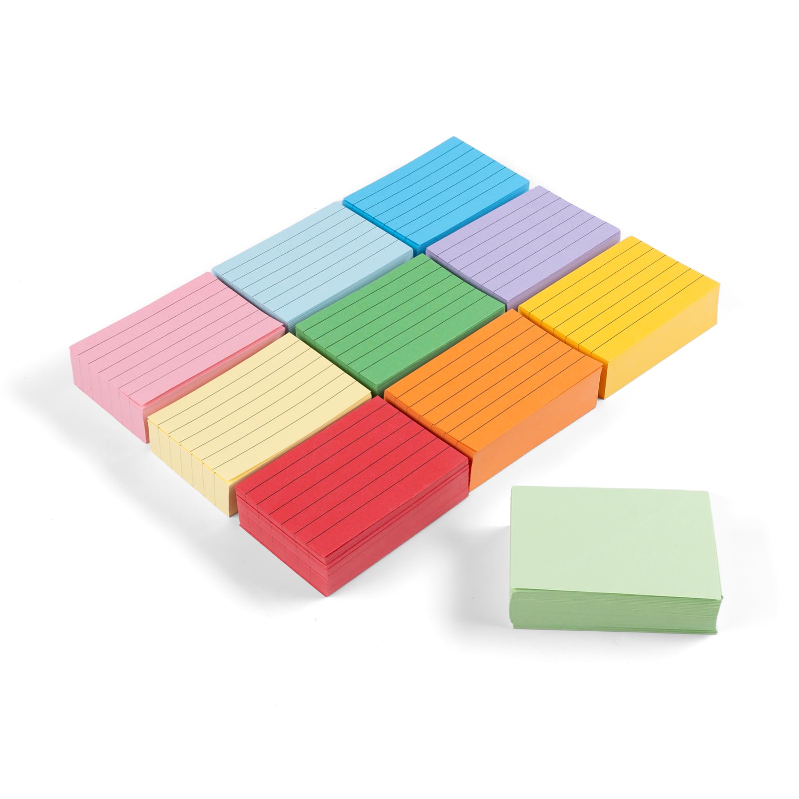 Carehabi Cartoncini Colorati 1000 Pezzi A8, Flashcards a Righe per Ufficio, Scuola, Casa