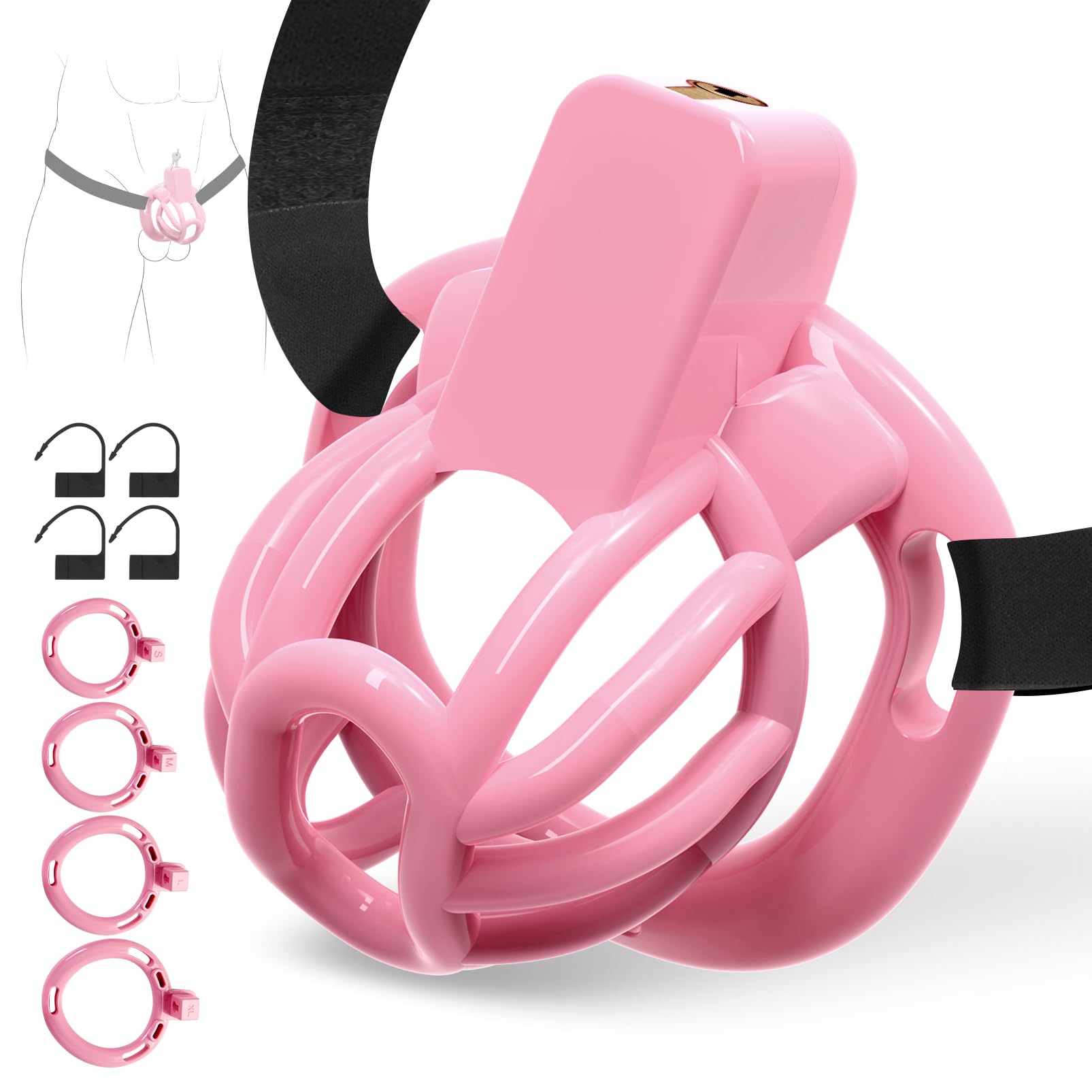 UTIMI Male Chastity Belt Plastic Cock Cage Devices for Sissy Man Pink Pink Extra Small