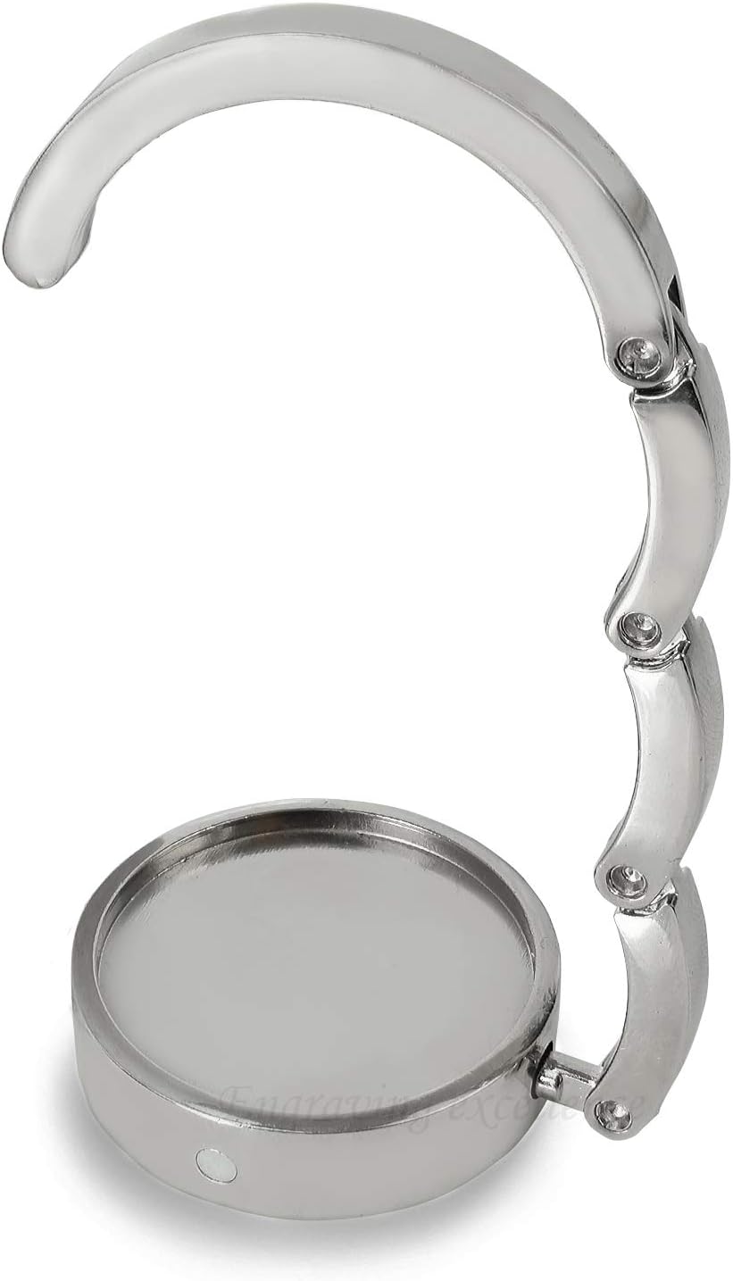 Personalised, Engraved Round Handbag Hook/Hanger. Keep your bag safe and secure!