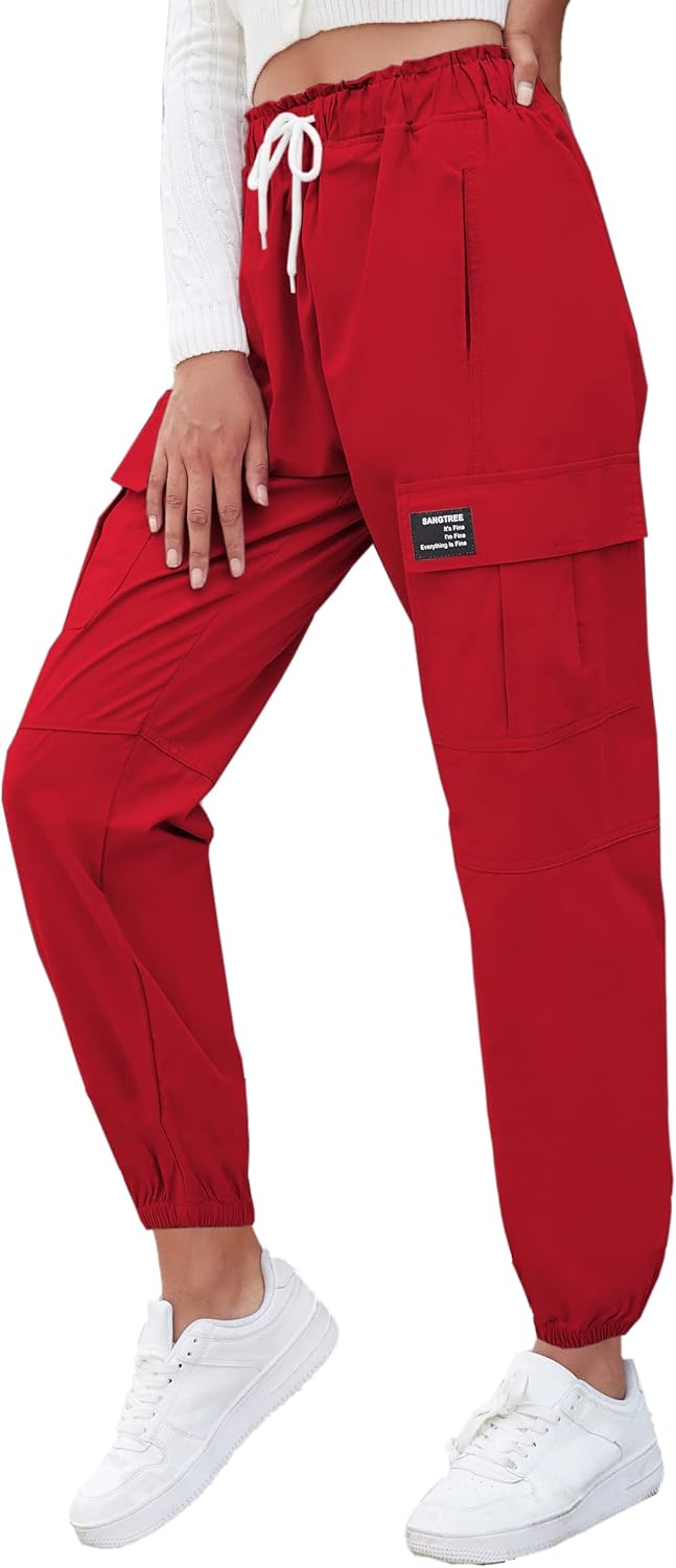 SANGTREE Girls & Womens Drawstring Cargo Jogger Pants,3 Years - Women 3XL - Picture 28 of 170