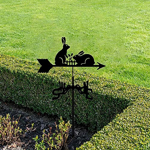 Weather Vane Animal, Decoration Weathervane, Wind Direction Indicators Kit Outdoor Garden Lawn Metal Bracket Wind Vane (Color : Rabbit),Weathervanes #TOP1