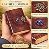 cuero 3 Moon Blue Lapis Embossed Vintage Leather Journal | 240 Pages of Antique Handmade Deckle Edge Vintage Paper, Leather Sketchbook, Drawing Journal, Great Gift (9 inch 12 inch, brown) [Spiral-bound] #4