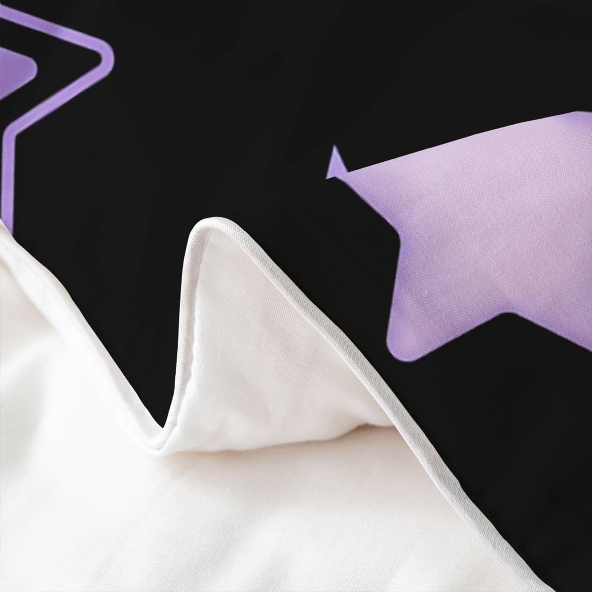 Feelyou Purple Stars Duvet Cover 100% Cotton Full Size Starry Printed Comforter Cover for Boys Girls Black Purple Bedding Set 3Pcs Cartoon Star Decor Room Decor Breathable Soft Lightweight Microfiber