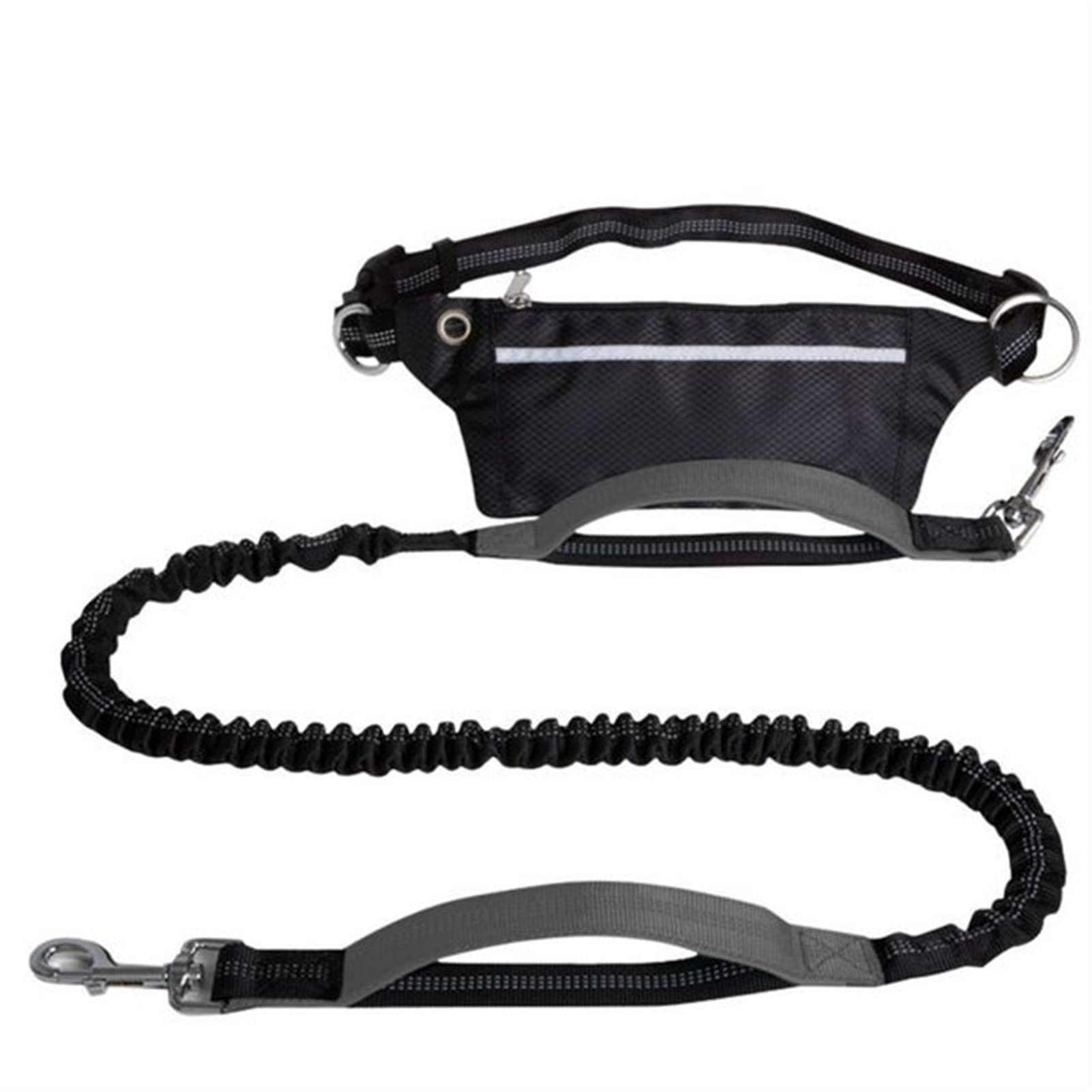 Longe pour Chien Laisse Mains Libres pour Chien avec Sac de Taille réfléchissant Jogging Dogs Corde de Traction Extensible Bungee Dog Laisse pour Chien(Gray)