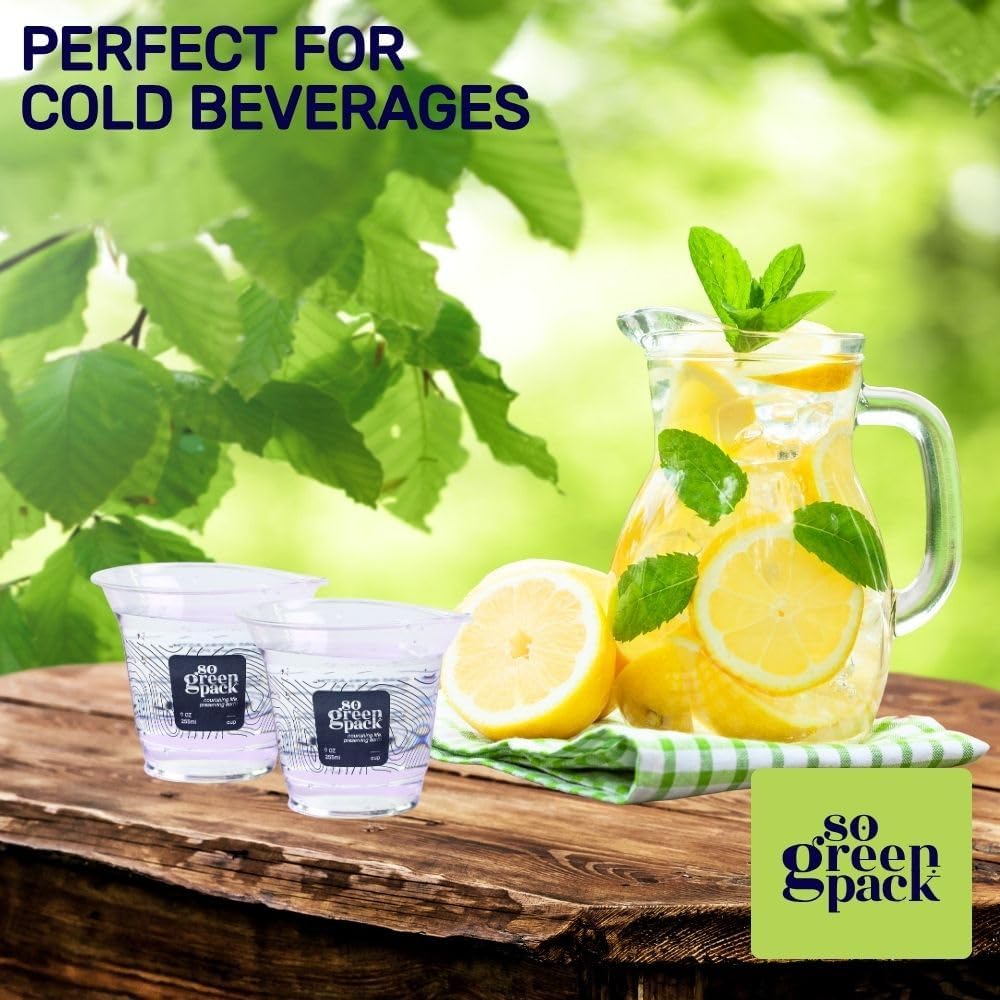 Eco-Friendly PLA Compostable 9oz Cups (50 Pieces) Biodegradable Disposable Party Cups for Drinks, Snacks & Desserts - Image 6