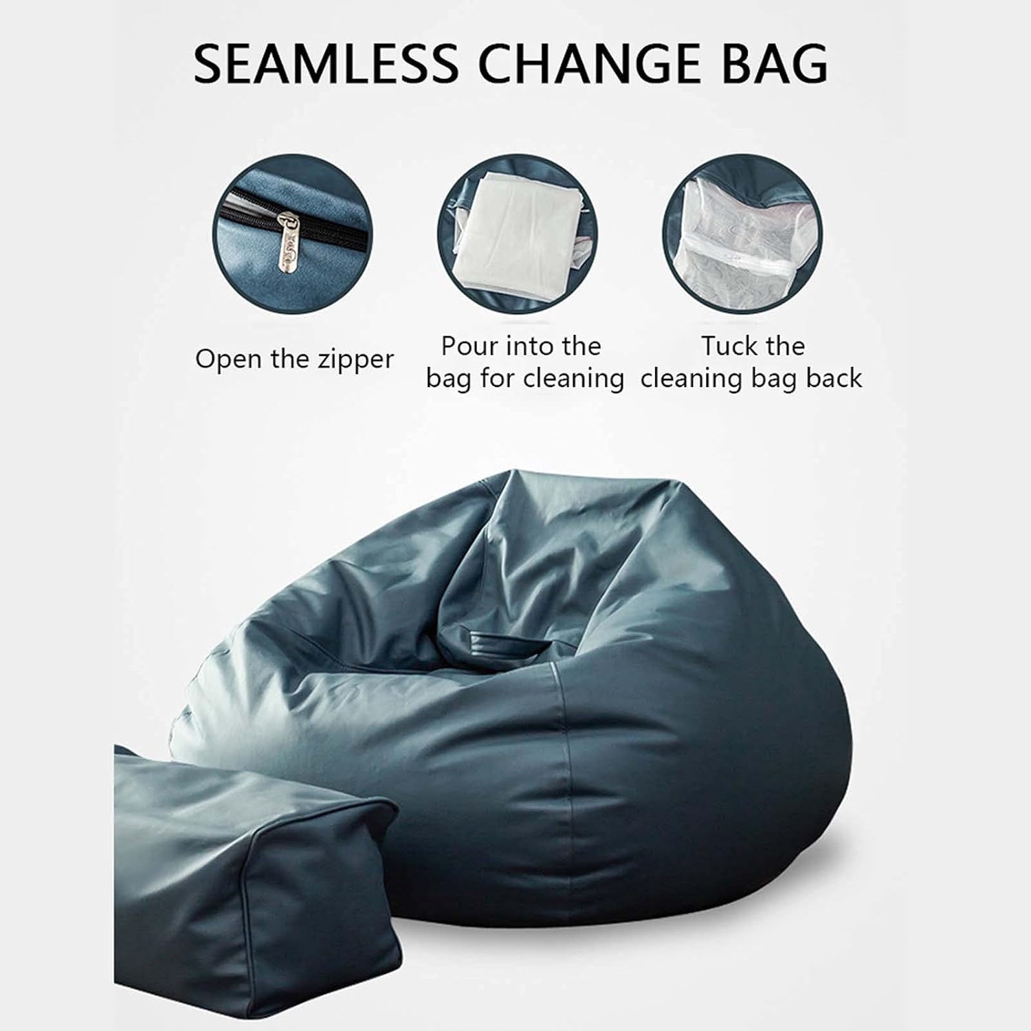 Water Proof Bean Bag Chairs, Epp Particle-Filled Personal Lounge Chair, Technology Cloth Sack Bean Bag for Living Room and Bedroom Balcony