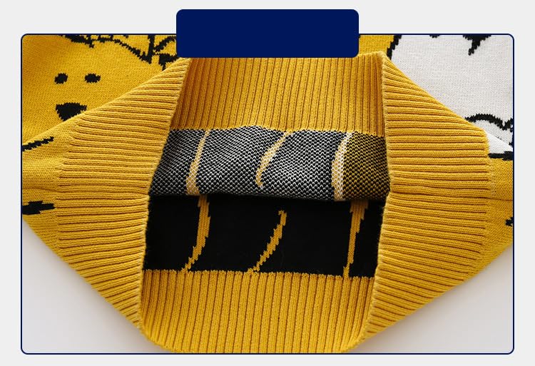 Baby Boy Color-Blocked Cartoon Casual Knitted Long Sleeve Sweater Lightweight Round Neck Pullover Top For Kids3