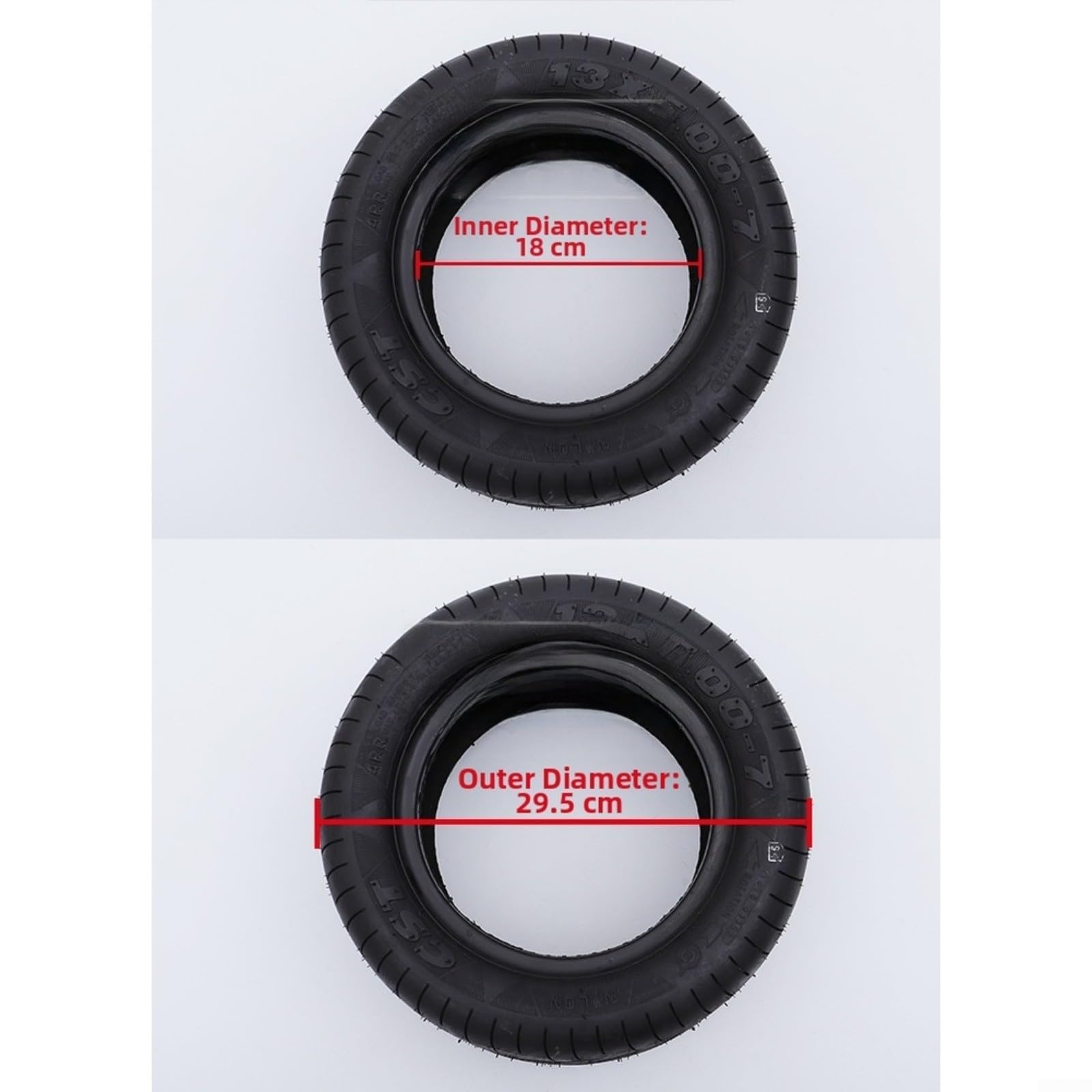 Pneu sous vide 13 x 5.00-7 pour scooter électrique 13" 125/60-7 4PR - Pneu sans chambre à air avec profil puissant - Réduction du bruit - Résistant aux intempéries - Noir