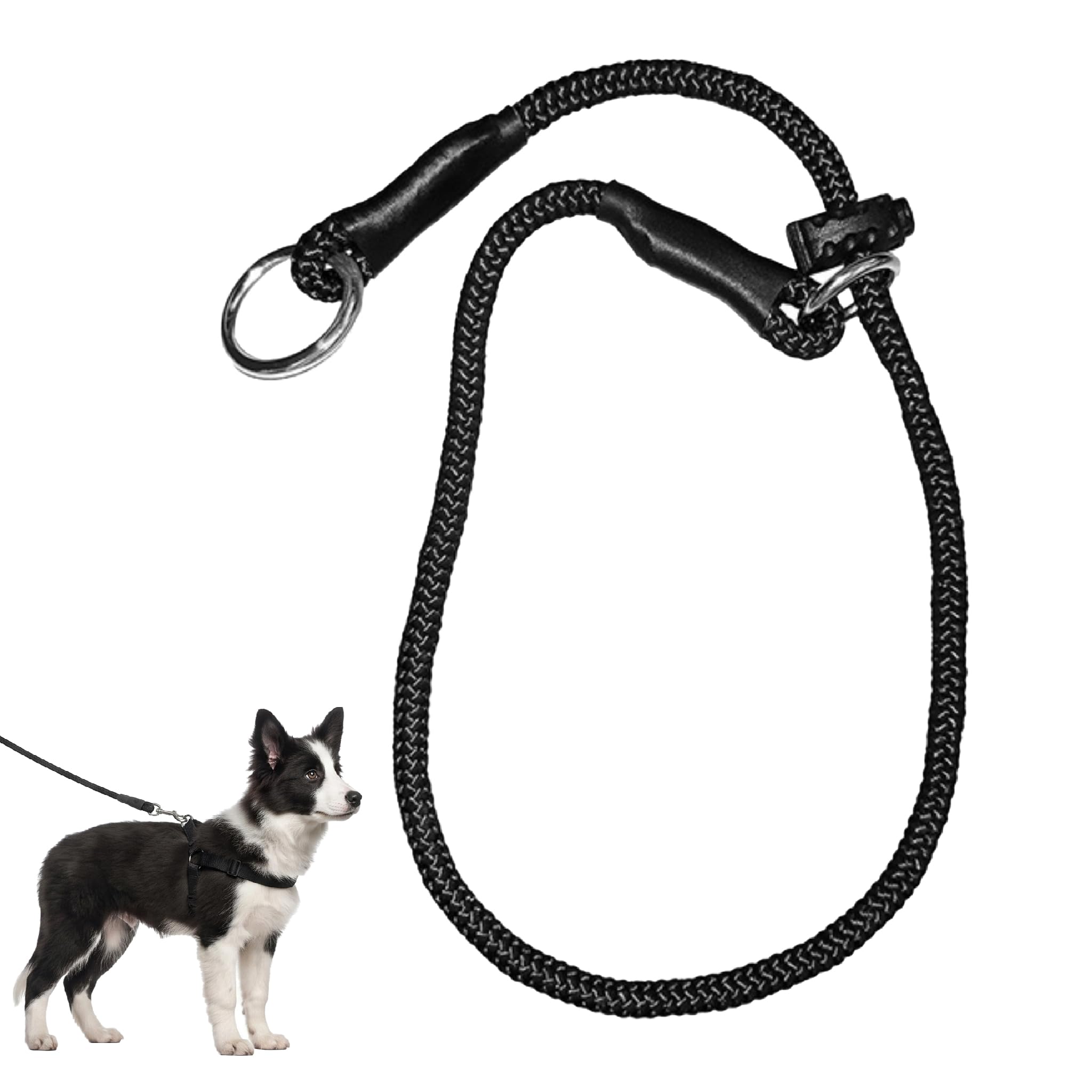 Slip Lead Dog Training Collar, 55cm Slip Collar for Dogs, Dog Slip Collar Training Thin Strong Cord with Movable Limiter, Round Nylon Rope Collars, for Dog Work Training