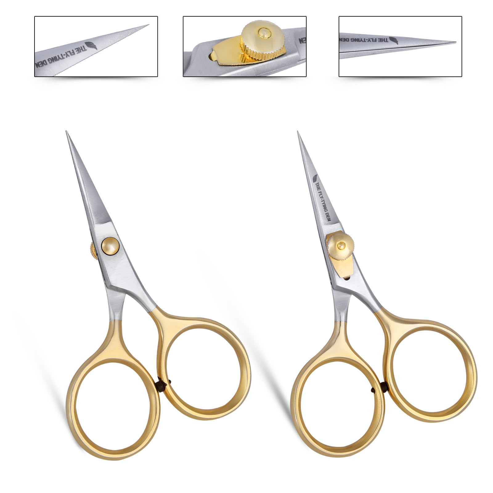 Premium Razor Scissors 4" - Gold Loop, Silver/Gold, 4 inch